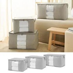 Resim 3'lü Pvc Pencereli Gri Renk Kapitone Hurç Set 