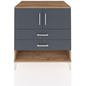 Resim Kronos Şifonyer 2 Raflı 2 Çekmeceli 2 Kapaklı 88x59x96 Çam-antrasit Atlas Çam 
