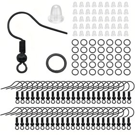 Resim 300 adet Küpe Seti Küpe Kanca Açık Atlama Halkaları Kulak Fişleri Bağlantılar DIY Takı Yapımı Bulguları Malzemeleri Aksesuarları 