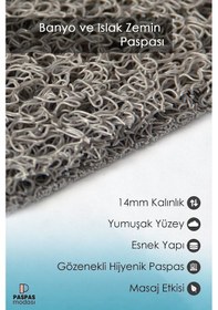 Resim Yuvarlak Banyo Paspası Kaymaz Taban Yumuşak Esnek Paspas Islak Zemin Hijyenik Paspas 50x50 Cm Gri 