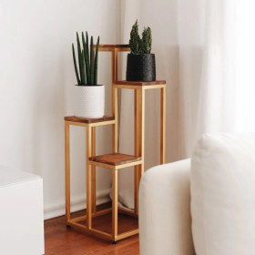 Resim Evodeko Gold Masif Ahşap Çiçeklik 