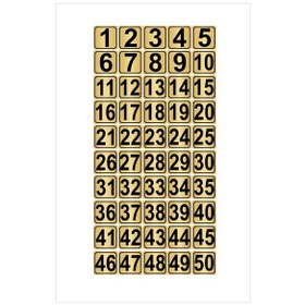 Resim Metal Kapı,masa,dolap Numarası 5cmx5cm 50 Adet (1…50) Altın Renk Metal 