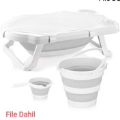 Resim Zuu Baby Katlanabilir Banyo Seti Küvet Kova Ve Maşrapa File Hediyeli -gri 