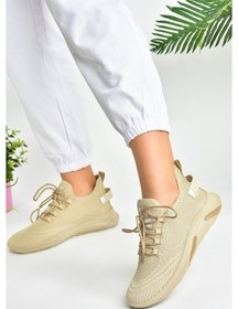 Resim Fox Shoes Bej Triko Kumaş Kadın Spor Ayakkabı M702006204 