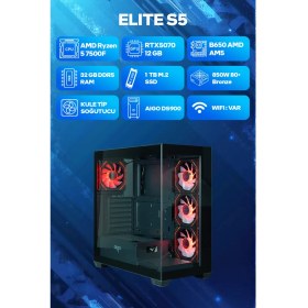 Resim Game Garaj Elite S5 AMD Ryzen 5 7500F 32GB RAM 1TB SSD RTX5070 FreeDOS Oyuncu OEM Paket 