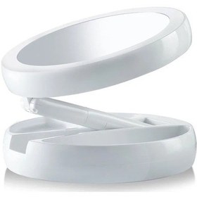 Resim Techtic Katlanabilir Yuvarlak Mike Up Mirror Led Işıklı 10x Makyaj Aynası 