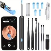 Resim Inskam görsel kulak temizleme aparatı kamera ve ışık ile, 6 kulak kaşığı kılıfı ve 7 parça kulak kaşıyıcı seti, WiFi'ye bağlanabilir, pil/USB çift kullanım, lityum pil, tüm cep telefonları için uygun, güvenli ve rahat kulak temizliği 