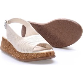Resim Fast Step Hakiki Deri Kadın Dolgu Topuk Sandalet 227ZA15319-1 
