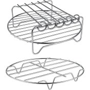 Resim Augusts Hava Fritöz Rafı Xl Hava Fritöz Aksesuar Seti 2'li, Çok Amaçlı Çift Katmanlı Raf, Şişli, Istiflenebilir Metal Tutucu (Yurt Dışından) 