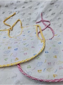 Resim BERKAY Sundan Pamuklu Bebek Mama Önlüğü Arkası Naylon 2 Adet 25x30 Koldan Geçmeli 