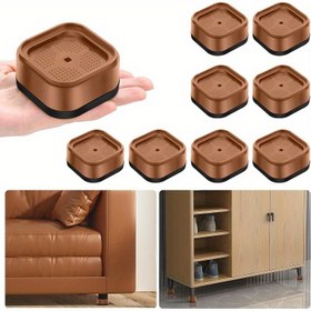 Resim 4/8/12 adet Mobilya Yükselticileri Ayarlanabilir Yatak Yükselticileri Ağır Hizmet Tipi Kaldırıcılar Yükseklik 2.54 cm Kare Yığınlanabilir Yatak Yükselticileri 1, 2 veya 7.62 cm Masa Ayağı, Masa, Koltuk, Koltuk, Sandalye, Yatak Çerçevesi, Ayağı, Yurt, Kahverengi için 
