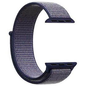 Resim Apple Watch 1/2/3/4/5 38 MM Kumaş Cırtcırtlı Lacivert Kordon 