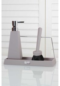 Resim Acar Lumea 2'li Akrilik Stand Fırçalı Dikdörtgen Bej Sıvı Sabunluk 