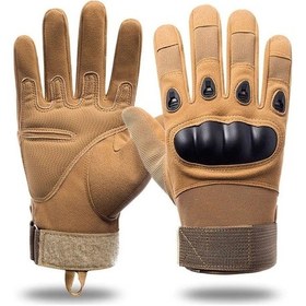 Resim Sport Motosiklet Hard Shell Taktik Eldiven Korumalı Uzun Çöl Sarı Renk 