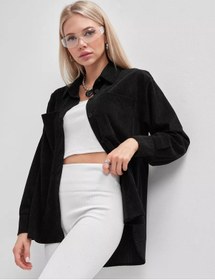 Resim Aruu Mode Kadife Oversize Büyük Beden Gömlek 195925831 Siyah 