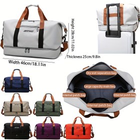 Resim Kuru Islak Bölme Bölmeli 1 Adet Büyük Kapasiteli Spor Çantası, Dayanıklı Oxford Kumaş Seyahat Spor Çantası, Ayarlanabilir Omuz Askıları ve Çoklu Cepler, 45.97cmY x 24.89cmG, Askeri Yeşil/Haki/Siyah, Spor Depolama Çözümü | Fonksiyonel Tasarım | Sağlam Yapı 