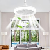 Resim 1 adet LED Fan Işığı, LED Tavan Fanı Işık ve Uzaktan Kumanda ile - 3 Ayarlanabilir Fan Hızı, 3 Renk/Aydınlatma Ayarı, Sessiz Zamanlayıcı Tasarımı Tavan Fanı Işığı, 360 Derece Açılı Tasarım, Yatak Odası, Banyo LED Işığı için Uygun 