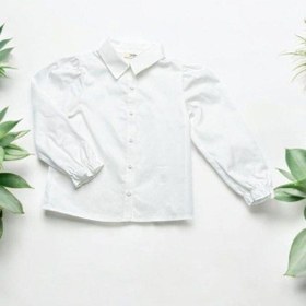 Resim Kız Çocuk Kolları Büzgülü Beyaz Gömlek-14905 Beyaz 