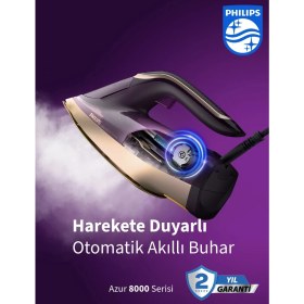 Resim Philips Kumaşa Göre Isı Ayarlayan Azur 8000 Serisi Buharlı Ütü Optimaltemp Teknolojisi ile - •yüksek Güç ve Buhar Performansı Sayesinde Zorlu Kırışıklıkları Hızla Açar. 