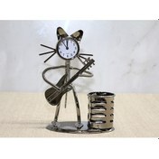 Resim River World Kedi Kalemlik Ve Saat Gitar Çalan Müzisyen Metal 