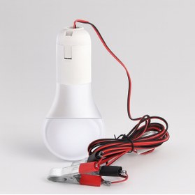 Resim Badem10 Led Ampul Akü Takviye Kablolu 4 Metre Anahtarlı 5W Tasarruflu Seyyar Aydınlatma Beyaz Işık Pensli 