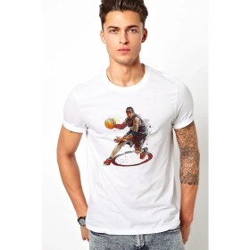 Resim Qivi Basketci Basketbol Spor Baskılı Beyaz Erkek Örme Tshirt 