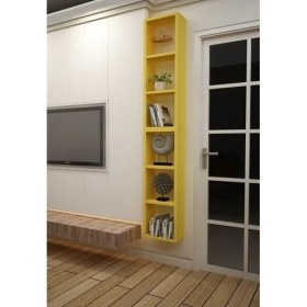 Resim Dekormer Design Kitaplık Mobilya Sarı Dikey Ikili Birleşik Duvar Rafı Takım 