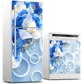 Resim Jasmin2020 Buzdolabı Ve Bulaşık Makinası Sticker Kaplama Etiketi 3d Mavi Çiçek 