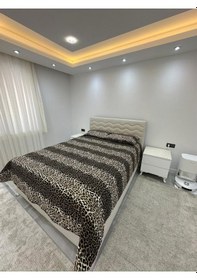 Resim Tek Kişilik Kapitoneli Çok Amaçlı Örtü 160x240 Yastık Kılıflı Çeyiz Seti Çeyiz Takımı Leopar Kahverengi 