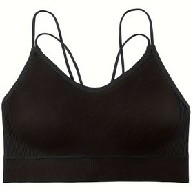 Resim 1 Adet Kadınlar İçin Yüksek Etkili Dikişsiz Yoga Sütyeni - Telsiz, Ayarlanabilir Çapraz Sırt Askıları, Çıkarılabilir Pedler, Spor Salonu, Ev ve Günlük Kıyafetler için Ultra Yumuşak Nefes Alabilen Kumaş - Seksi Rahat Spor Tasarım 