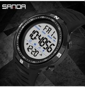 Resim Primepickings Sanda Erkek Spor Digital Saat Unisex Takvimli Işıklı Su Geçirmez Kronometre Hediyelik Beyaz Diğer 