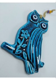 Resim Baykuş Nazar Boncuğu Seramik Duvar Dekoru El Yapımı Hediyelik Eşy 
