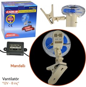 Resim Carub 12V Vantilatör 8 Inç Mandallı BR6400304 