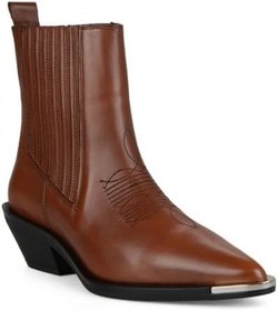 Resim Metal ve Nakış Detaylı Kahverengi Kadın Kovboy Botu 