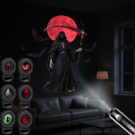 Resim Halloween LED Taşınabilir USB Işık, Tatil Dekoratif Yatak Odası Atmosfer Projeksiyon Lambası, Çoklu Desenler: Grim Reaper, Ghosts, Witch, Skeleton, Festivite Uygun, Yurtlar, Dış Mekanlar, Barlar vb, Halloween Projeksiyon Lambası İç Mekan Korkunç, Halloween Projeksiyon Lambası Dış Mekan, Yatak Odası Işığı, Yatak Odası Lambası, Masa Lambası, Gece Lambası, Oda Dekoru, Lamba 