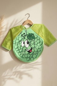 Resim DYZSTAR BerryJoy Unisex Yeşil Üzüm Karakterli Su Geçirmez Uzun Kollu Bebek BLW Mama Önlüğü ve Aktivite Smock 