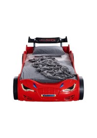 Resim Arabalı Yatak, Süpers Bazalı Rüzgarlıklı Arabalı Yatak, Ledli - Kırmızı 1 Adet Comfort Yatak 