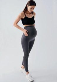 Resim Seamless (Dikişsiz) Fitilli Yüksek Bel Toparlayıcı Ekstra Esnek Spor Hamile Tayt 26FS2 - Antrasit / 2XL 