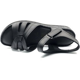 Resim Kocamanlar 8712 Hakiki Deri Comfort Ortopedik Kadın Sandalet Siyah 
