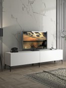Resim Woodn Love Vega Premium 200 Cm Geniş Dolaplı Metal Ayaklı Tv Ünitesi - Beyaz / Siyah 