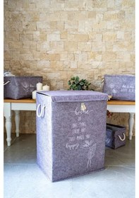 Resim 2 Adet Keçe Kapaklı Mega Kutu Organizer -çamaşır Sepeti-çok Amaçlı Kullanım 41x30x55 Cm Gri-beyaz 