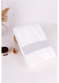 Resim Baveno Pamuk 70X140 Beyaz Barok Desen Banyo Havlusu 