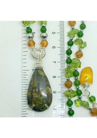 Resim 2567 Okyanus Jasper Zebercet Yeşim Hossanite Garnet Kehribar El Yapımı Kolye Çok renkli 