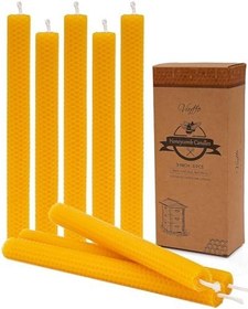 Resim Viyffo 9 inç Doğal Balmumu Konik Mumlar El Haddelenmiş 8'li Set Kokusuz, Damlatmaz, Dumansız Konik Şamdanlar Düğün Advent Ev Dekoru Akşam Yemeği Noel 