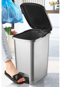 Resim 40 Lt Eco Pedallı Çöp Kovası Antrasit Gri 