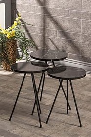 Resim GOLDFALEZ Zigon Sehpa Ve Orta Sehpa Set Metal Elips Bendir 