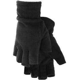 Resim Siyah Parmaksız Kesik Yarım Parmak Kışlık Termal Polar Eldiven Siyah 