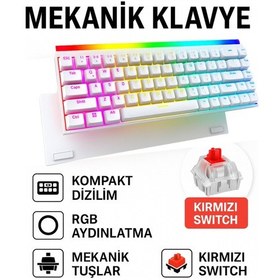 Resim 68 Tuş Red Switch Rgb Mekanik Oyuncu Klavyesi Hot Swapple , Renkli Aydınlatma Gaming Keyboard 