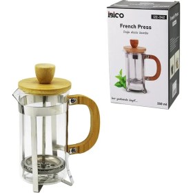 Resim French Press Metal Kafes - Bambu Sap Bambu Kapak 350ML Cam Bitki Süzgeçi (4887) 