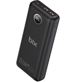Resim Bix Pb201 Üç Portlu 20000mah 22.5w Hızlı Şarj 4.0 Pd Giriş/çıkışlı Led Göstergeli Powerbank Siyah Siyah 